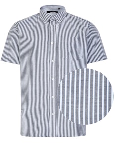 Bigdude Striped Woven Short Sleeve Shirt Black/White