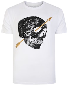Bigdude Skull & Arrow Print T-Shirt Weiß Tall