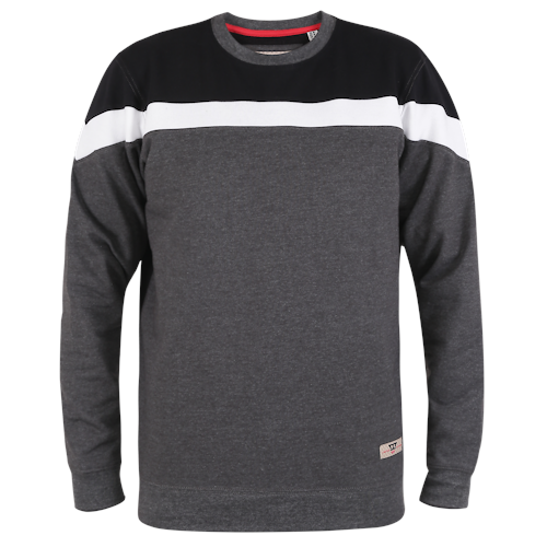 D555 Finborough Cut & Sew Round Neck Sweatshirt Black/Grey