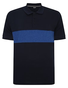 Bigdude Poloshirt aus reiner Baumwolle mit Farbblockmuster, Marineblau/Königsblau