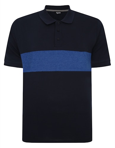 Bigdude Pure Cotton Colour Block Polo Shirt Navy/Royal Blue