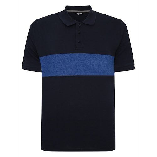Bigdude Pure Cotton Colour Block Polo Shirt Navy/Royal Blue