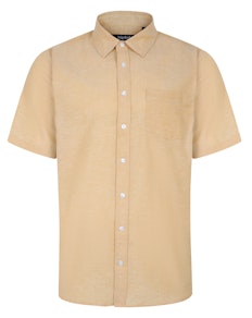 Bigdude Linen Blend Summer Short Sleeve Shirt Sand