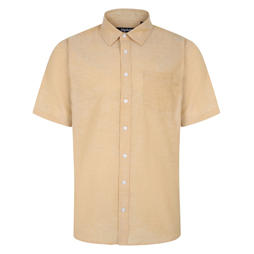 Bigdude Linen Blend Summer Short Sleeve Shirt Sand