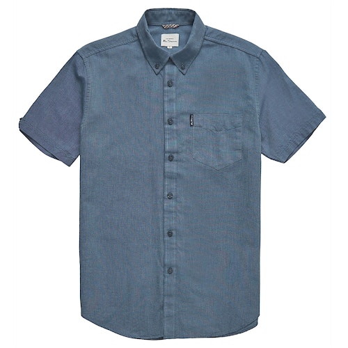 Ben Sherman Signature GOTS Organic Oxford Short Sleeve Shirt Dark Blue