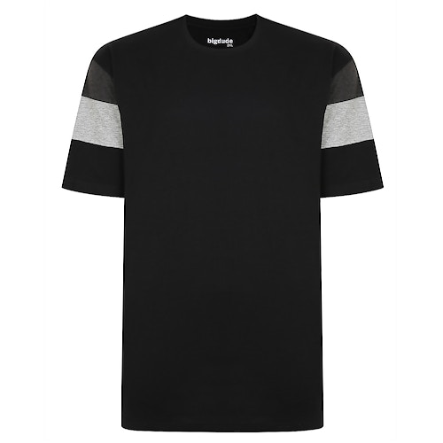 Bigdude Cut & Sew Contrast Sleeve T-Shirt Black