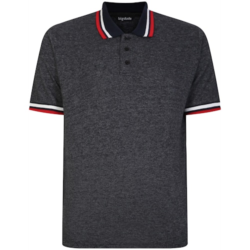 Bigdude Two Tone Contrast Polo Shirt Black Tall