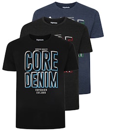Bigdude 3er-Pack T-Shirts mit Core-Denim-Aufdruck