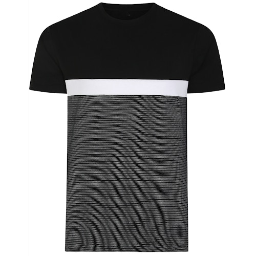 Bigdude Cut & Sew Half Tone Pattern T-Shirt Black
