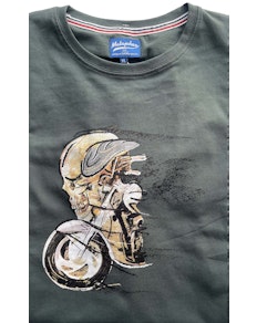 Cotton Valley Bike & Skull Print T-Shirt Moss