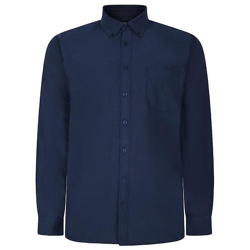 Bigdude Button-Down-Oxford-Langarmhemd, Marineblau, groß