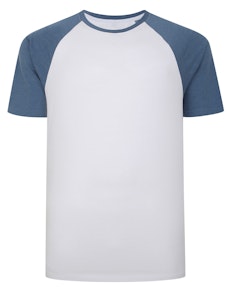 Bigdude Contrast Raglan Sleeve T-Shirt Weiß/Denim Marl
