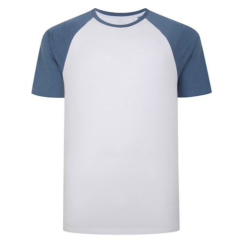 Bigdude Contrast Raglan Sleeve T-Shirt White/Denim Marl