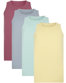 Bigdude 4 Pack Plain Vests Multi Tall