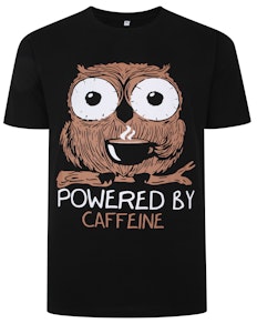 Bigdude Powered By Caffeine Print T-Shirt Black