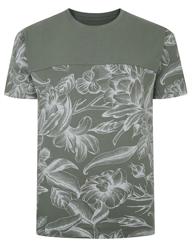 Bigdude Floral Cut & Sew T-Shirt Sage Green