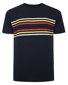 Bigdude – T-Shirt mit Streifen auf der Brust, Marineblau