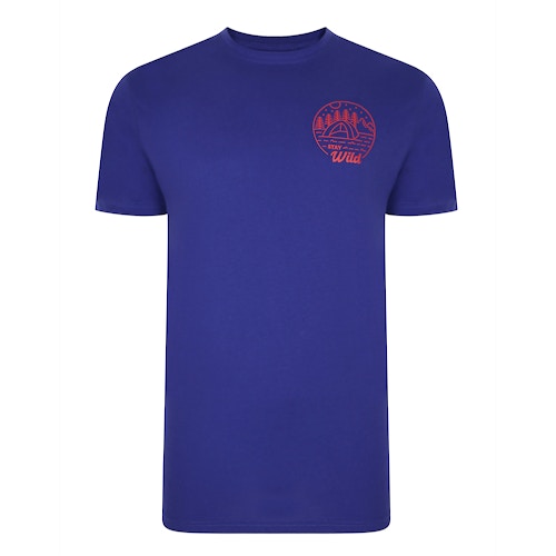 Bigdude 'Stay Wild' Camping Chest Print T-Shirt Cobalt Tall