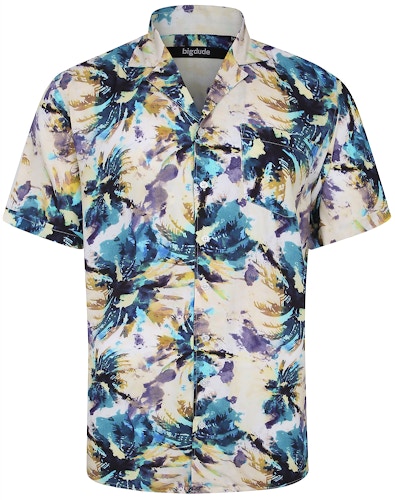 Bigdude Viscose Relaxed Collar Abstract Shirt Multi Tall