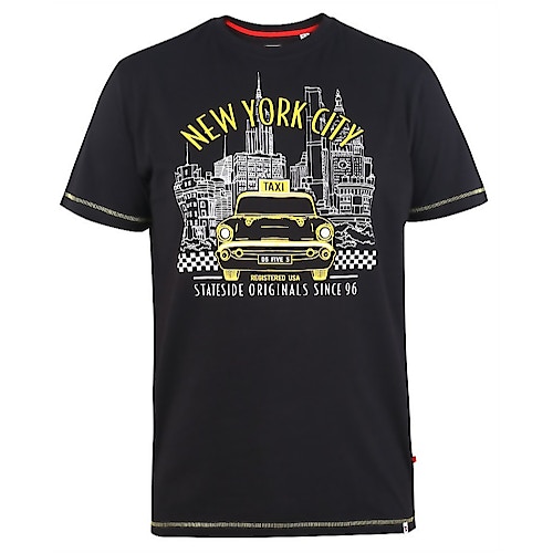 D555 Wingmore New York Taxi Print T-Shirt Schwarz