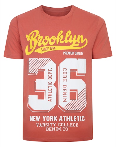 Bigdude Brooklyn Print T-Shirt Washed Red Tall