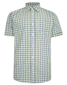 Bigdude Woven Short Sleeve Check Shirt Green/White