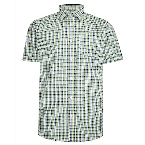 Bigdude Woven Short Sleeve Check Shirt Green/White