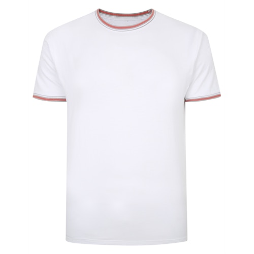 Bigdude T-Shirt mit Kontraststreifen, Weiß