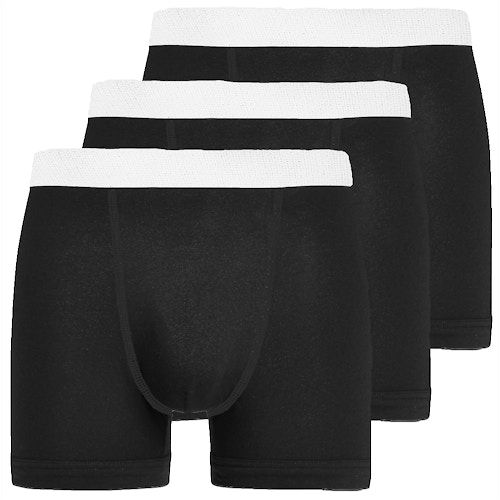 Bigdude 3 Pack Contrast Waist Boxer Shorts Black