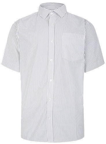 Bigdude Striped Short Sleeve Shirt Grey/White