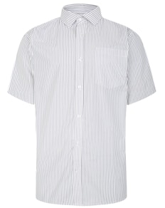 Bigdude Striped Short Sleeve Shirt Grey/White