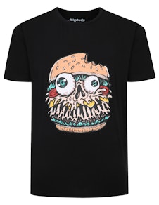 Bigdude Burger Print T-Shirt Black