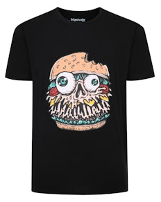 Bigdude Burger Print T-Shirt Black