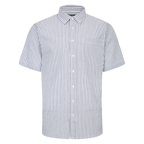 Bigdude Short Sleeve Seersucker Shirt Grey/White