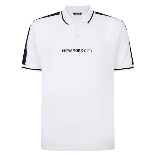 Bigdude NYC Print Polo Shirt White Tall