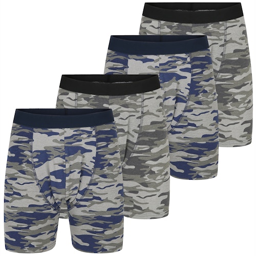 Bigdude – 4er-Pack Boxershorts mit Camouflage-Muster, gemischt