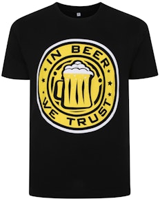 Bigdude In Beer We Trust Print T-Shirt Black