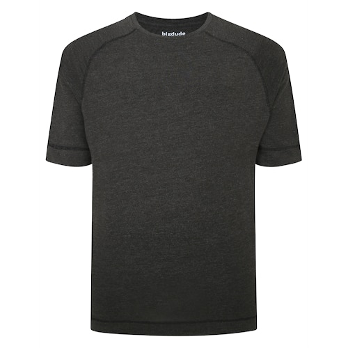 Bigdude Active Contrast Flatlock T-Shirt Charcoal Tall
