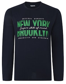 Bigdude New York Print Long Sleeve T-Shirt Navy