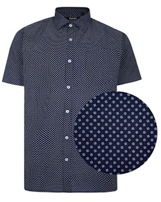 Bigdude Punkte Muster Kurzarmhemd Blau/Weiß