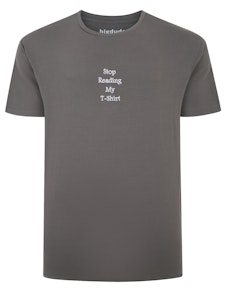 Bigdude Slogan Embroidered T-Shirt Washed Charcoal Tall
