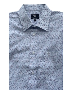Cotton Valley All Over Print Short Sleeve Shirt White/Blue