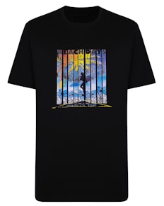 Cotton Valley Beach Day Surfer Print T-Shirt Black