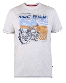 D555 Langdon Ride Wild T-Shirt mit Motorrad-Print Off White Merl