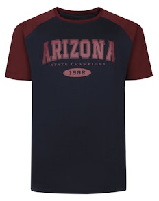 Bigdude Raglan Print T-Shirt Navy Tall