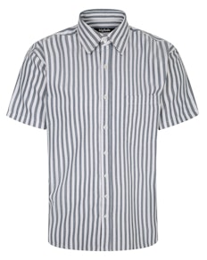 Bigdude Short Sleeve Striped Summer Shirt Charcoal
