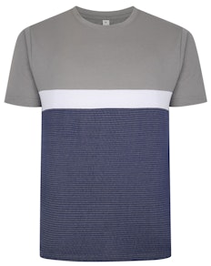 Bigdude Cut & Sew Halbtonmuster T-Shirt Grau Tall