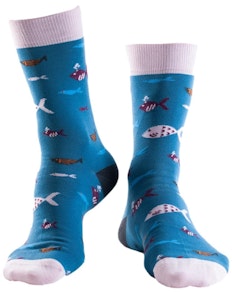 Doris & Dude Fish Print Socks Blue