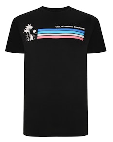 Bigdude California Surfing Print T-Shirt Schwarz