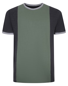 Bigdude – T-Shirt mit vertikalem Farbblockdesign, Anthrazit, Größe XL